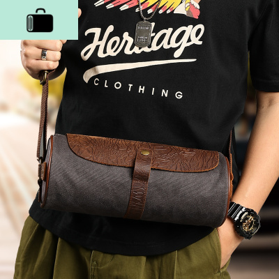 单肩斜挎包潮牌邮差小背包蹦迪包潮流水桶包韩版休闲男包个性insNEW LAKE 蓝色男士斜挎包