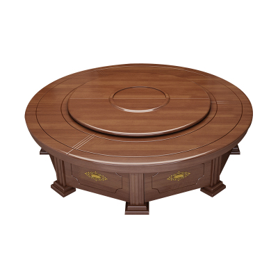 臻远 ZY5110201 电动餐桌餐厅大圆桌转盘餐桌椅组合 1.8米圆桌10把餐椅