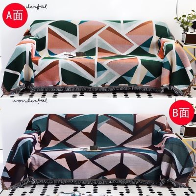 家柏饰(CORATED)北欧双面全盖沙发布沙发巾沙发毯布单沙发套罩沙发垫盖布 七巧图[双面] 180*180cm