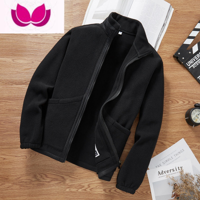 七斓新款颗粒绒外套男士运动开衫卫衣潮牌立领休闲摇粒绒夹克男