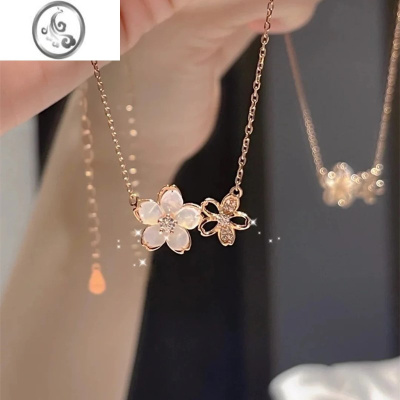 JiMi樱花项链女银银高级设计感轻奢小众银饰2023新款礼物女生首饰