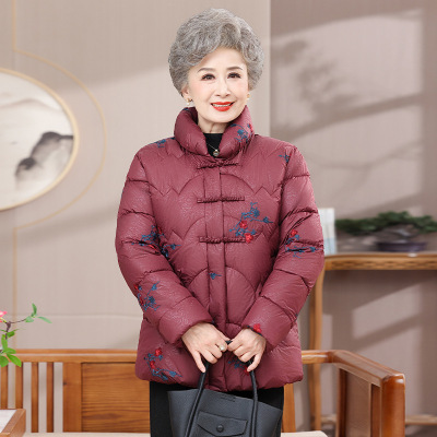 新款冬装奶奶装棉衣时尚简约老年人衣服棉袄加绒保暖冬天衣服4050