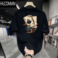 HLCOMAN夏季休闲男短袖宽松印花痞帅高街圆领2024款潮流印花ins上衣