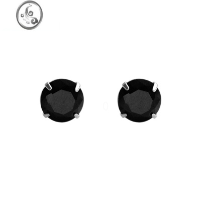 JiMi银银耳钉中性男女小众气质黑色水钻小巧简约耳饰耳环2023新款