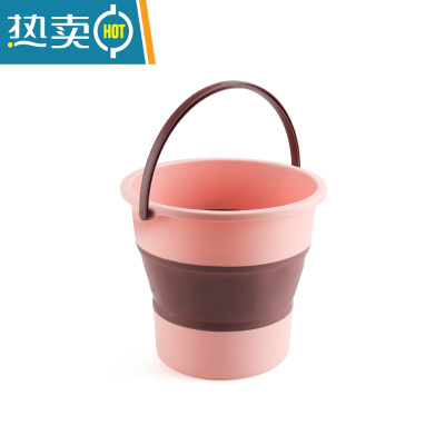 敬平可折叠水桶洗车车载车用美术洗笔便携式户外旅行家用小钓鱼桶大号 粉色中号(10L)