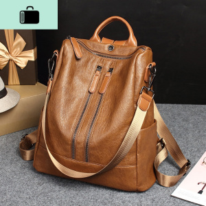 双肩包女皮2020新款韩版百搭多功能背包时尚单肩两用大容量包包NEW LAKE