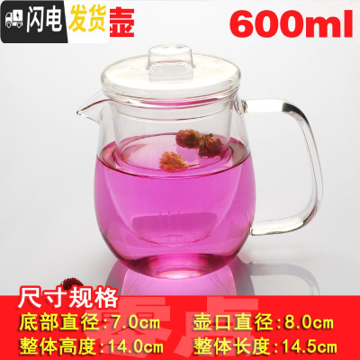 三维工匠耐热高温过滤玻璃茶壶家用花泡茶壶单壶小号茶水壶茶具冲茶器加厚 瘦企鹅壶600(送4杯)(适合2-3人用)