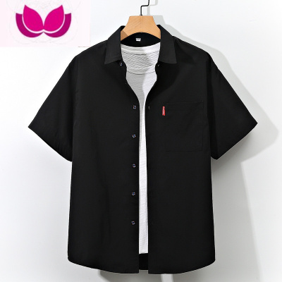 七斓国潮短袖衬衫男士夏季薄款韩版潮流半袖衬衣大码休闲潮牌寸衫外套
