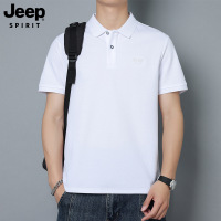 Jeep spirit短袖T恤男夏季薄款白色商务休闲透气宽松半袖polo衫男