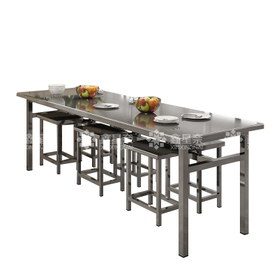 鑫星奈 XXN4010352 不锈钢餐桌椅学校食堂桌椅组合餐厅桌椅 1.8米餐桌6椅