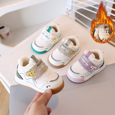 宝宝学步鞋年冬季加绒婴儿鞋宝宝鞋波浪幼儿园棉小童棉鞋童鞋