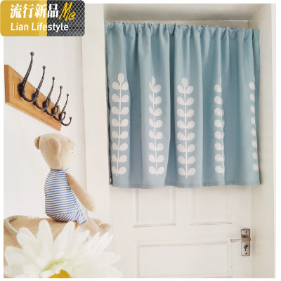 立体叶子刺绣绣花布帘咖啡半帘日式帘百搭田园定制棉麻 三维工匠窗帘