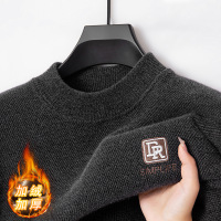 雪貂一体绒毛衣男冬季新款半高领加绒保暖打底男士针织衫