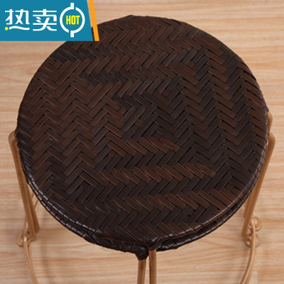 敬平圆凳子现代简约时尚家用小矮凳餐桌凳钢筋藤编椅子茶几登可收纳收纳凳