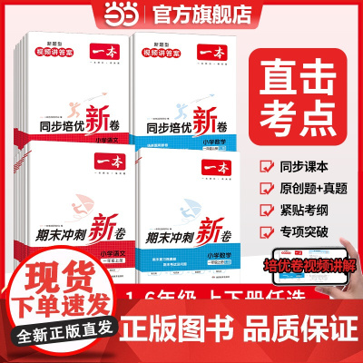 正版书籍 2024新版一本小学试卷语文数学上下册同步培优新卷期末冲刺100分一二三四五六年级人教版单元期中复习模拟测试卷