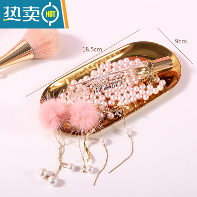 敬平网红ins少女心化妆镜便携欧式金边小圆镜旋转台式桌面化妆品镜子便携式用镜 金色碟子