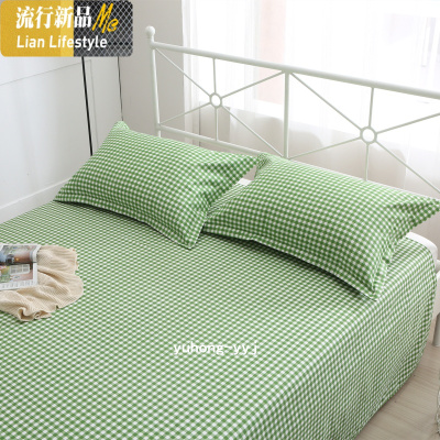 老粗布床单单件棉小帆布棉麻夏季宿舍单人垫单双人三件套格子夏 三维工匠