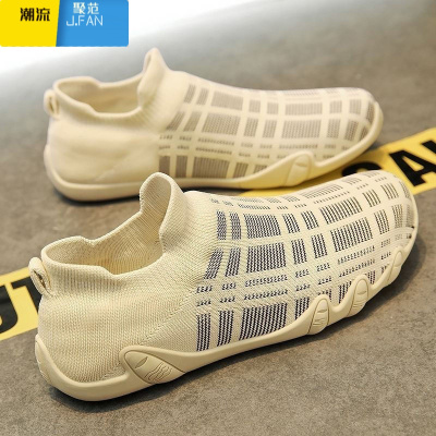 聚范特卖男鞋夏季网鞋飞织鞋休闲百搭豆豆鞋软底舒适防滑一脚蹬开车鞋