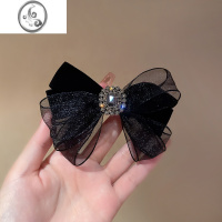 JiMi2023新款蝴蝶结头饰发夹丝绒法式高级感刘海夹质感欧根纱韩国ins