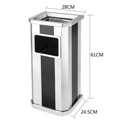 易企采 单桶垃圾桶不锈钢烟头垃圾桶 立式酒店大堂商用电梯口户外带烟灰缸果皮箱