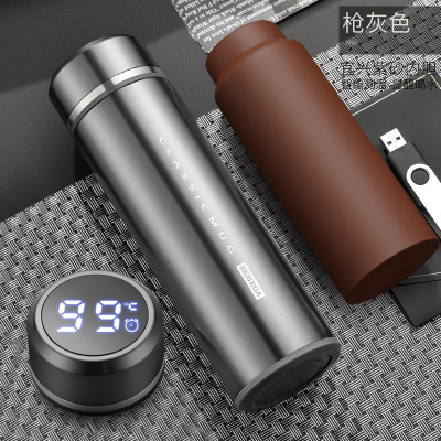 家柏饰(CORATED)智能紫砂内胆保温杯男士女紫砂杯泡茶杯水杯子 枪灰色