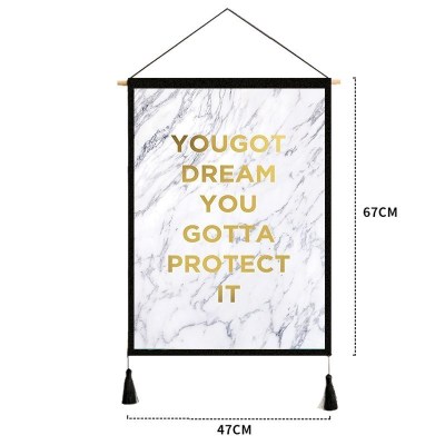 家柏饰(CORATED)挂布 背景布风客厅装饰挂画民宿宿舍卧室床头北欧墙布挂毯 英文大理石 宽47cm*高67cm
