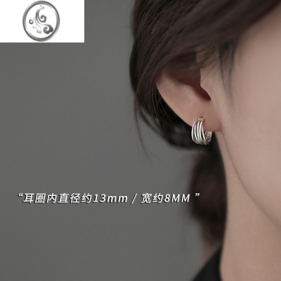 JiMi[]925银银线条耳环女小众设计耳钉耳圈2023新款耳饰冬