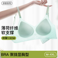 薄荷纤维超薄冰丝无痕内衣透气蜂窝固定杯果冻条软支撑防下垂文胸