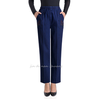 迪鲁奥(DILUAO)授权店铺秋冬款女士松紧腰休闲女裤高腰常规中老年妈妈装长裤子