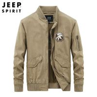 JEEPspirit夹克男装春季休闲立领外套纯棉多口袋工装宽松上衣