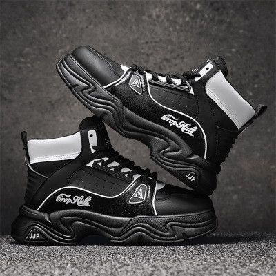 高帮鞋男潮鞋新款秋季皮面休闲马丁靴男士户外劳保工装短靴