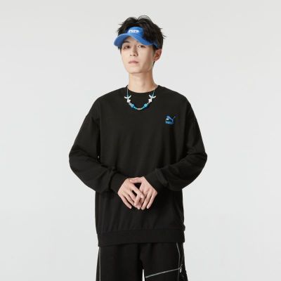 彪马(PUMA)男装卫衣新款休闲圆领上衣宽松跑步长袖衣服潮流运动套头衫 538780-01 ZP