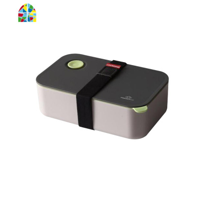 分格便当盒可微波炉上班带饭盒ins简约健身午餐盒 FENGHOU 灰绿+塑料筷勺+杜邦纸保温袋