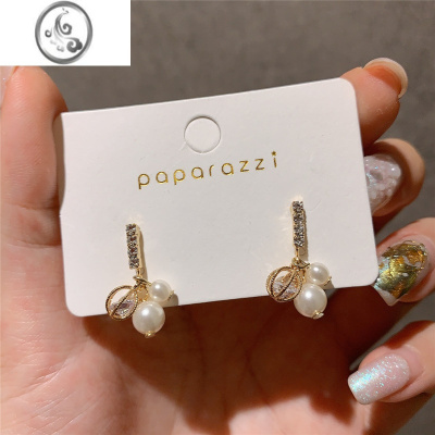 JiMi韩国东大门简约水钻小珍珠耳钉百搭气质耳环少女耳坠小耳钉