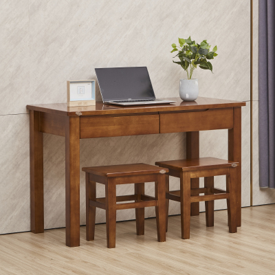 广亿隆办公桌双抽学习桌简约书桌实木写字桌120*55*76cm