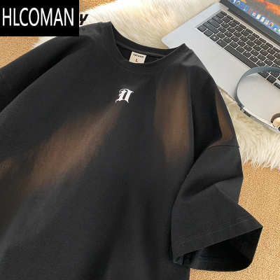 HLCOMAN夏季短袖T恤潮牌欧美高街宽松百搭学生情侣款上衣服男女