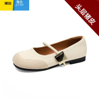 聚范版!小香风平底单鞋女夏季魔术贴一字带法式温柔玛丽珍鞋
