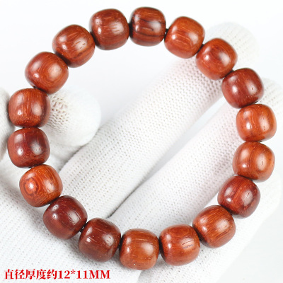 花梨木红木手串个性桶珠11*12MM文玩佛珠木质手链单圈男女手饰品送女朋友老婆情人节七夕生日礼物