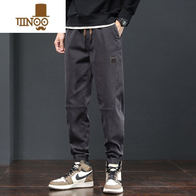 YANXU潮牌工装休闲裤男士秋季新款宽松哈伦运动长裤精工细作九分束脚裤