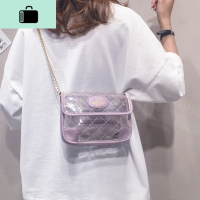 小包包女质感洋气菱格果冻透明包2020新款时尚潮韩版网红斜挎包NEW LAKE女斜挎包