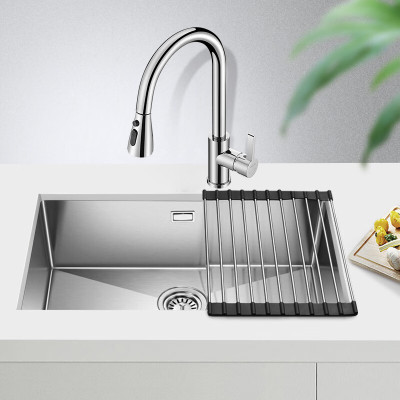 欧琳(OULIN)厨房洗菜盆水槽大单槽手工水槽台下盆304不锈钢1.2mm窄边大内径盆 9107 760mm槽体