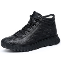 头层牛皮高帮男鞋冬季加绒加厚保暖皮毛一体休闲棉鞋防滑爸爸棉靴_1