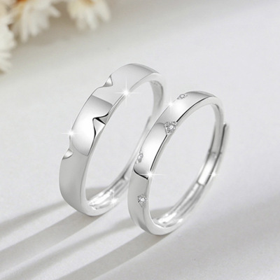 s999足银莫比乌斯轻奢镶钻素圈ins风菱角小众设计送女友七夕礼物送女朋友老婆情人节七夕生日礼物
