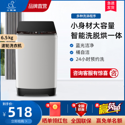 小鸭6.5公斤波轮全自动洗衣机家用宿舍出租房小型迷你母婴儿童宝宝内衣内裤洗脱一体带烘干