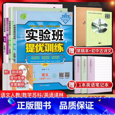 [三本套装]七下语数英江苏专用 七年级下 [正版]江苏版2023春实验班提优训练七年级下册语文人教+数学苏科+英语译林版