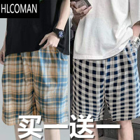 HLCOMAN短裤男夏季五分裤薄款运动中裤沙滩裤棉麻休闲宽松大裤衩卫裤