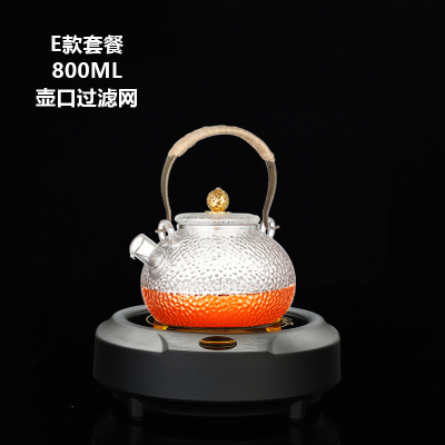 乐么电陶炉煮茶家用迷你功夫养生蒸煮茶器小电热泡茶机光波电磁炉智能保温防干烧[黑色单炉+E款耐高温玻璃壶]