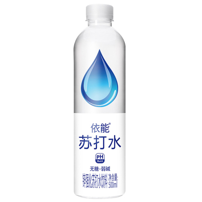 依能苏打水饮料无糖无汽弱碱饮用水苏打水锌强化500ml*12瓶