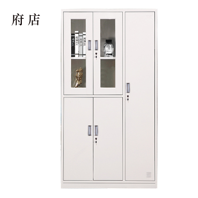 府店钢制五门玻璃更衣柜员工柜铁皮职工储物柜带锁文件柜鞋柜资料柜子