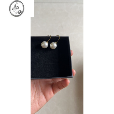 JiMi正圆强光奶白色施家珍珠耳钉S925银银镀金耳针耳钩大颗